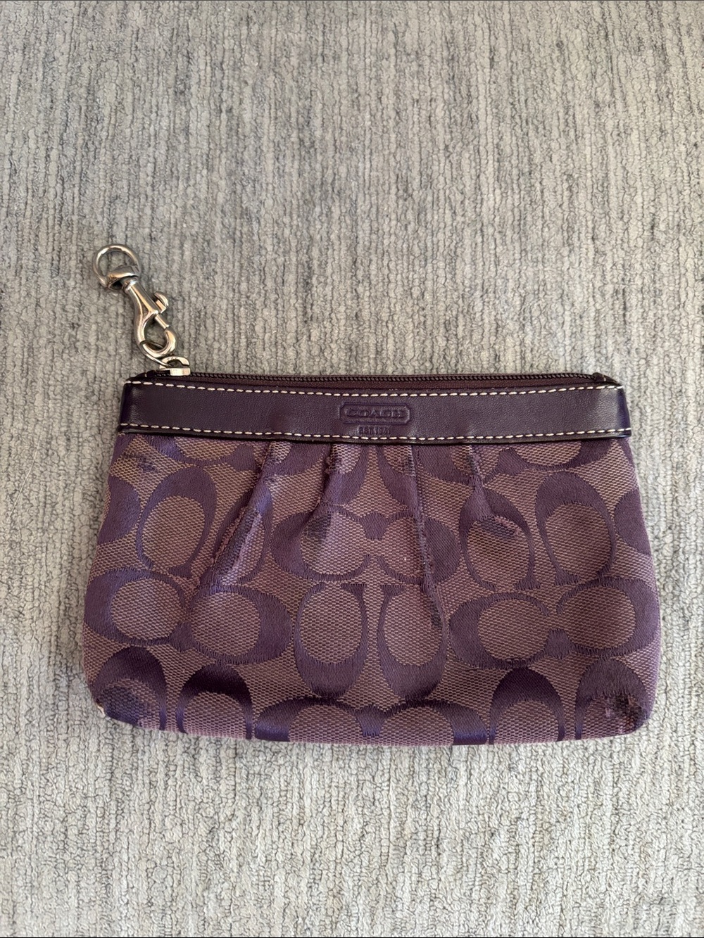 Coach Signature Canvas Wristlet in Plum